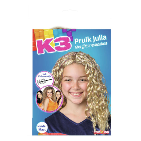 Accessorio per vestire K3 - parrucca Julia - con estensioni glitterate e spilla