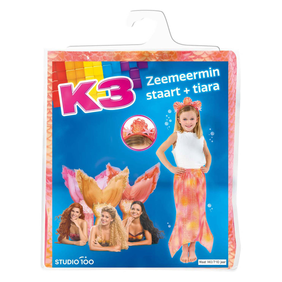 K3 coda da sirena e tiara taglia 140, 7-10 anni
