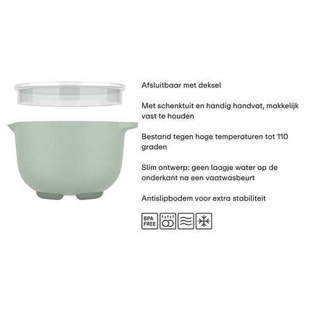 Ciotola Mepal con coperchio chef it - 1,5 l - ciotola - adatta al microonde e alla lavastoviglie - accessori da forno - gesso