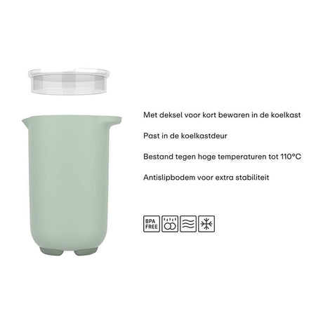 Tazza per mescolare Mepal con coperchio chef it - 1 l - adatta alla porta del frigorifero - adatta al microonde e alla lavastoviglie - accessori da forno - salvia nordica
