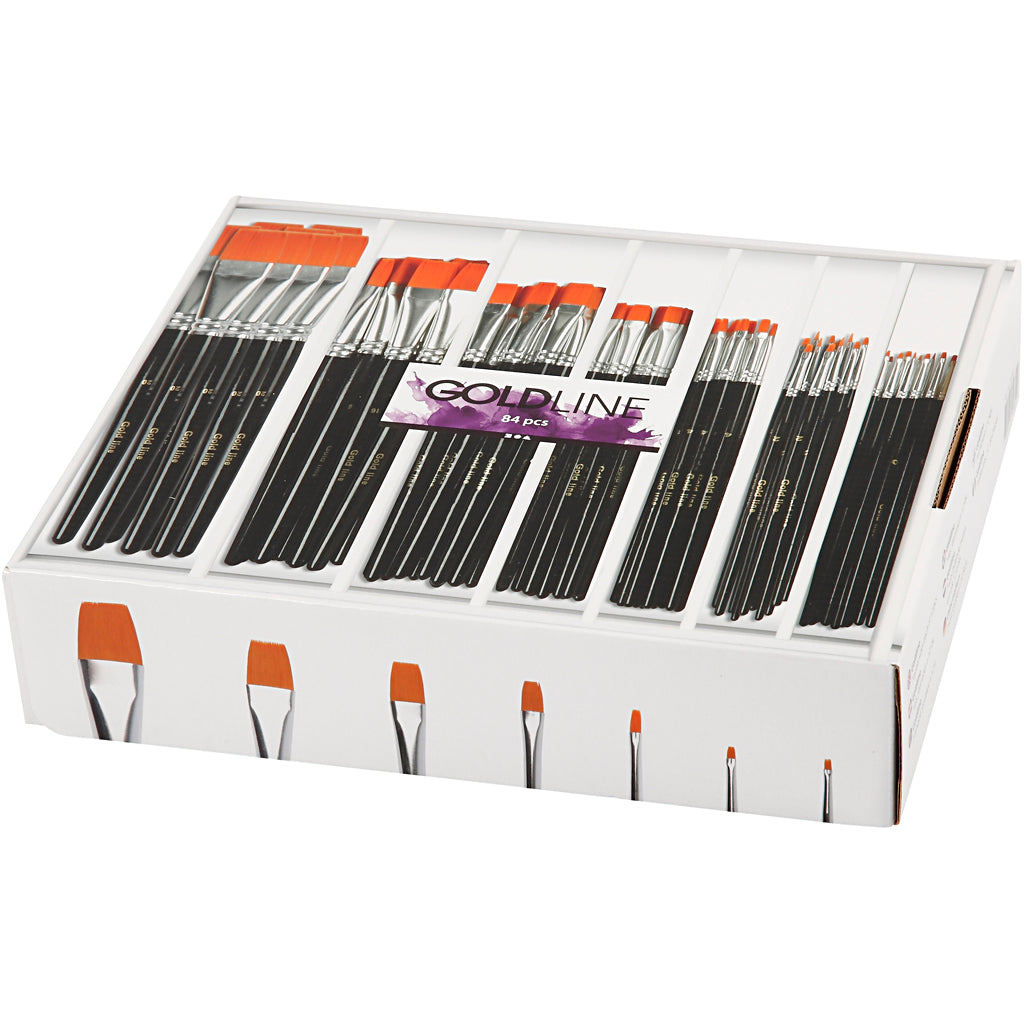 Pennelli linea oro, misura 0+2+4+8+12+16+20, l: 16,5-20 cm, l: 1-7 mm, piatti, 7x12 pezzi 1 scatola
