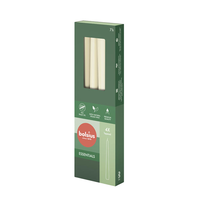 Bolsius Essentials Gothic Candles 245 24 soft Pearl 4 pezzi in confezione
