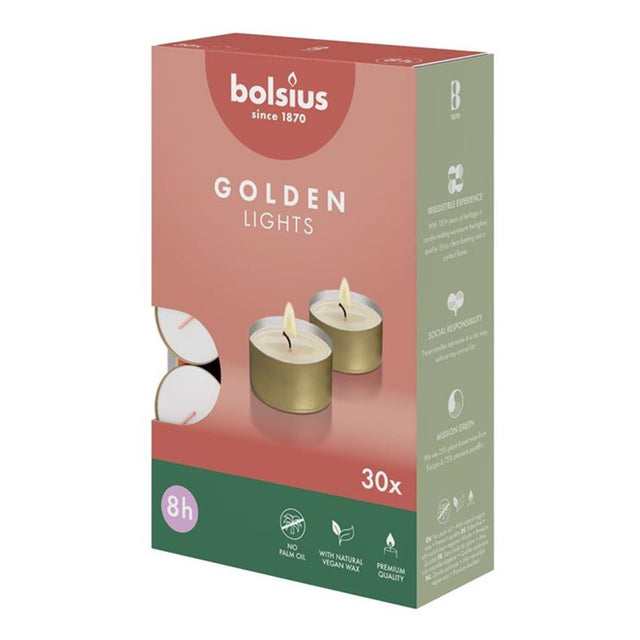Bolsius tea light dorato 8h scatola da 30