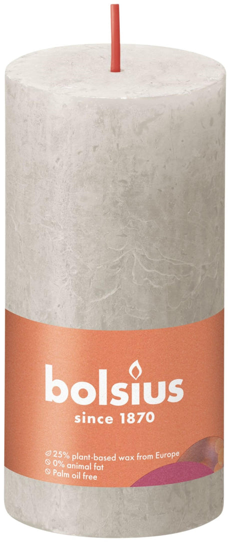 Candela a colonna rustica Bolsius Shine Collection 100 50 grigio sabbia - grigio sabbia