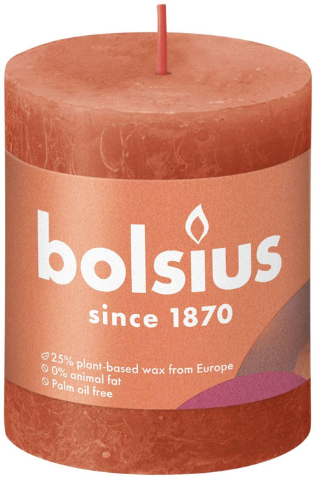 Candela pilastro rustica Bolsius Shine Collection 80 68 arancione terroso