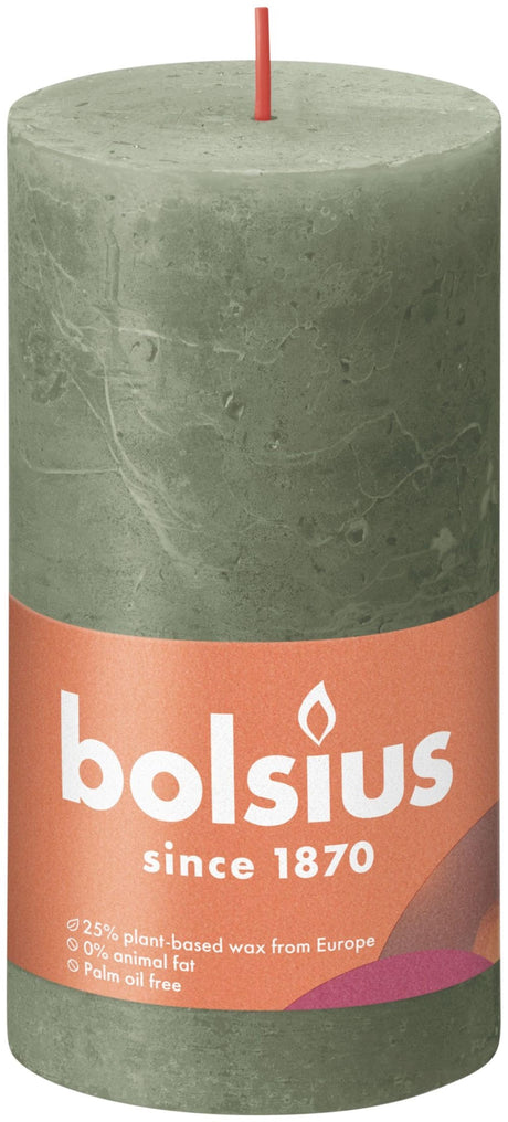 Candela a colonna rustica Bolsius 130 68 oliva fresca - oliva fresca