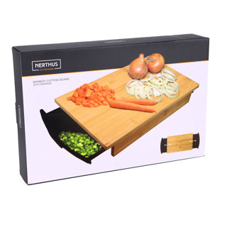 Tagliere in bambù Nerthus con vassoio di raccolta