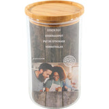 Barattolo portaoggetti 10x17,5 cm con coperchio in bambù impilabile