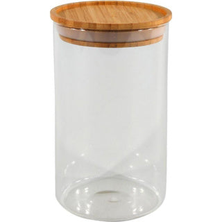Barattolo portaoggetti 10x17,5 cm con coperchio in bambù impilabile