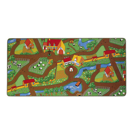 Tappeto da gioco duoplay reversibile città e fattoria, 67x100 cm