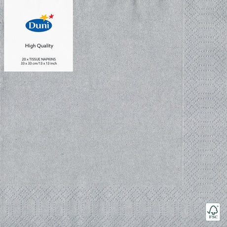Tovaglioli Duni argento 33x33 cm velina 3 strati fsc confezione da 20 tovaglioli