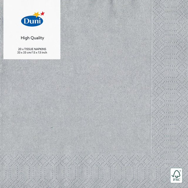 Tovaglioli Duni argento 33x33 cm velina 3 strati fsc confezione da 20 tovaglioli