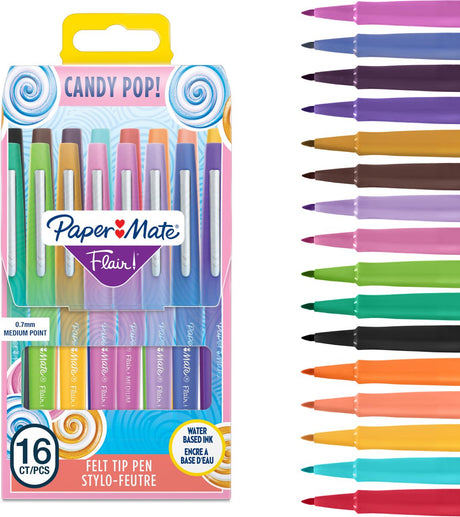 Pennarelli Paper Mate | punto medio (0,7 mm) | caramelle pop e vari colori | 16 pezzi