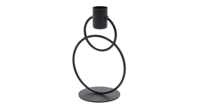 Metal double ring candle holder 15cm black