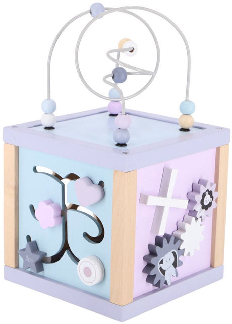 Cubo attività Jipy in legno viola blu