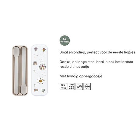 Mepal mio baby cucchiaio piccolo olandese - set da 2 - manico lungo - stoviglie per bambini - amici della foresta