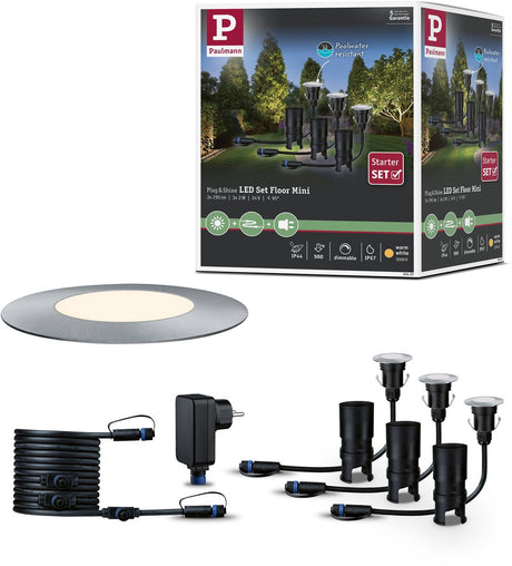 Paulmann Plug Shine LED Incasso a Terra Pavimento Mini Basic Set IP67 3000K 3x2.5W 21VA Argento