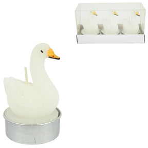 Tealight cigno bianco 6,5 cm set da 3