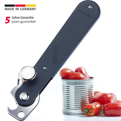 Apriscatole Westmark con leva e apribottiglie, lunghezza: 14,9 cm, acciaio, sieger originale, argento nero, 11212270