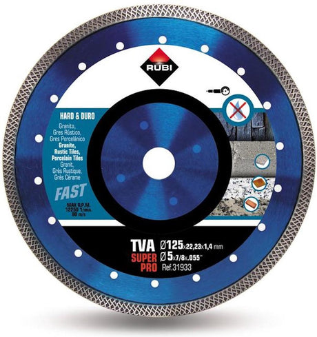 Rubi tva superpro - disco diamantato - 125mm - filo viper turbo - per taglio a secco