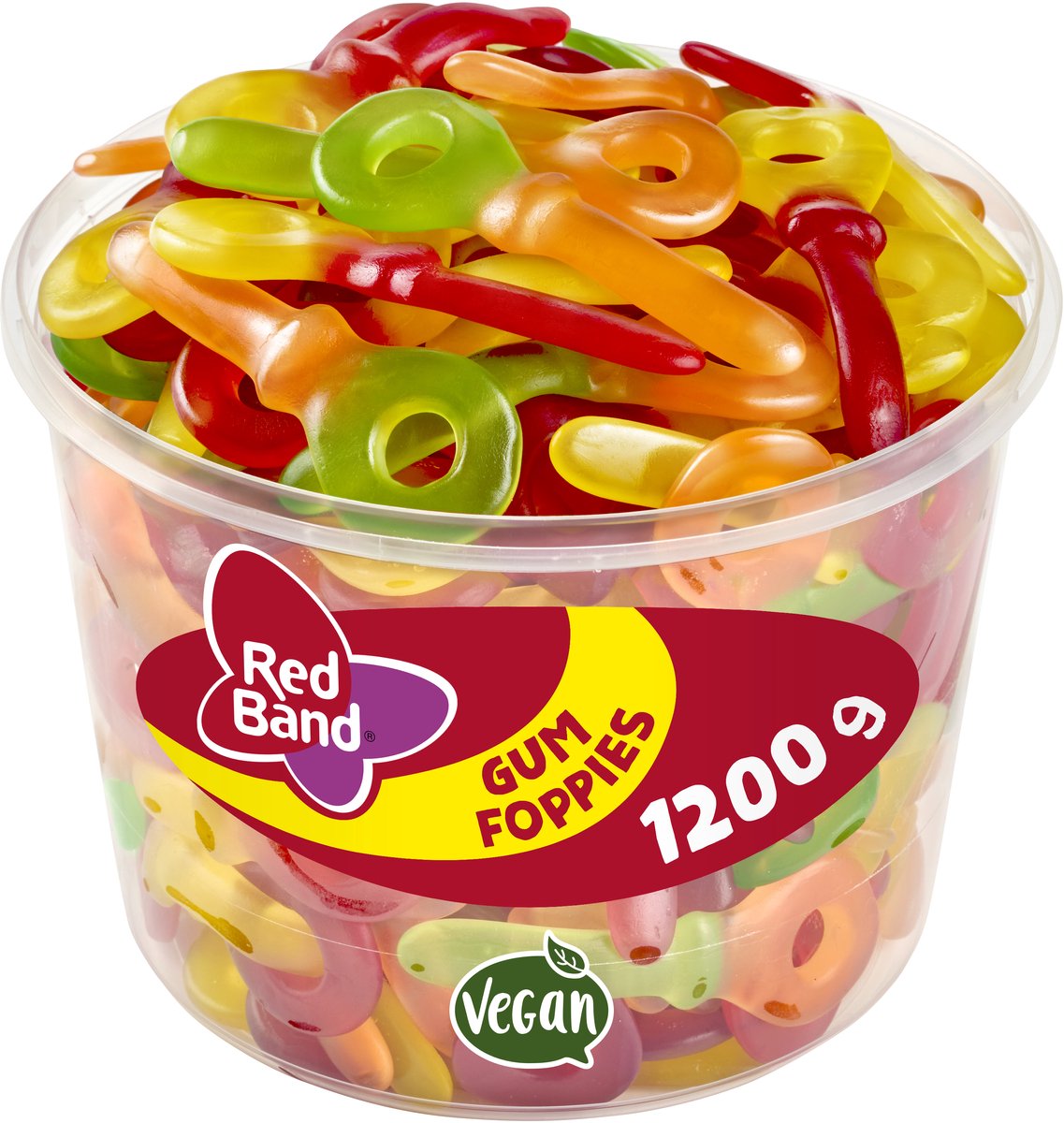 Foppies in gomma con fascia rossa - chiavi caramelle - pret fun - silo 100 pz