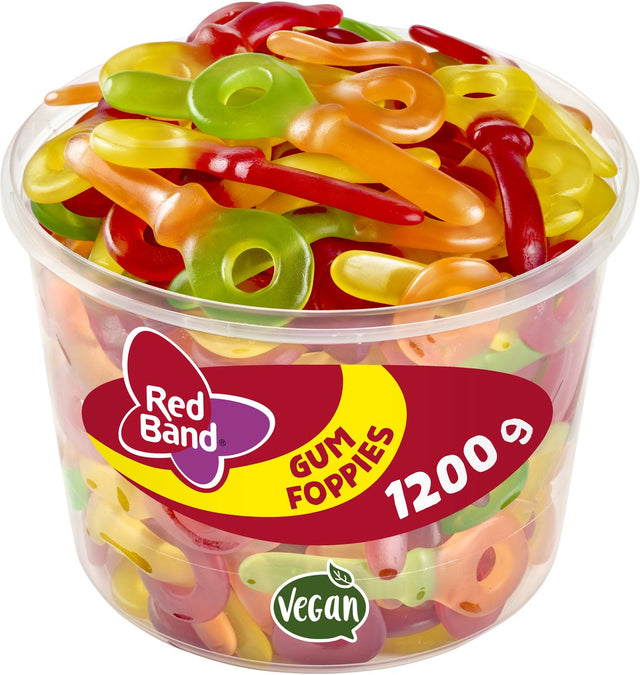 Foppies in gomma con fascia rossa - chiavi caramelle - pret fun - silo 100 pz