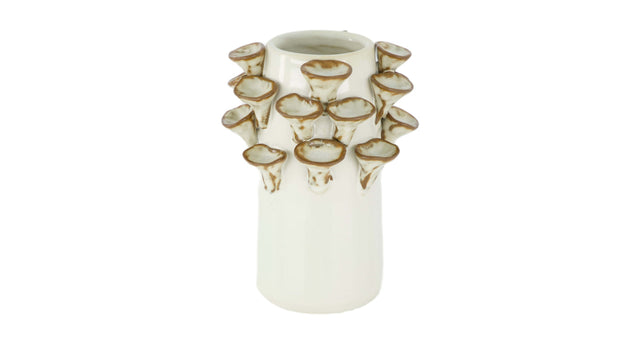 Vase mushroom ceramic 9x9x12.8cm silver white