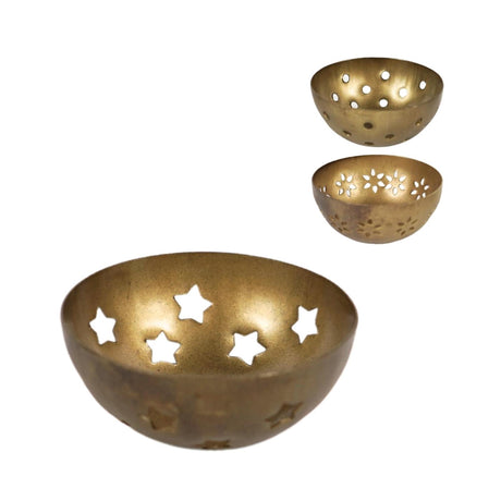 Portacandela e porta ambra color oro 7,5 cm set da 3 pezzi