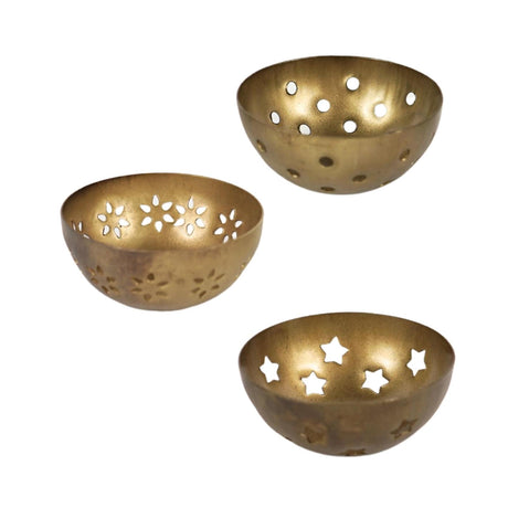 Portacandela e porta ambra color oro 7,5 cm set da 3 pezzi
