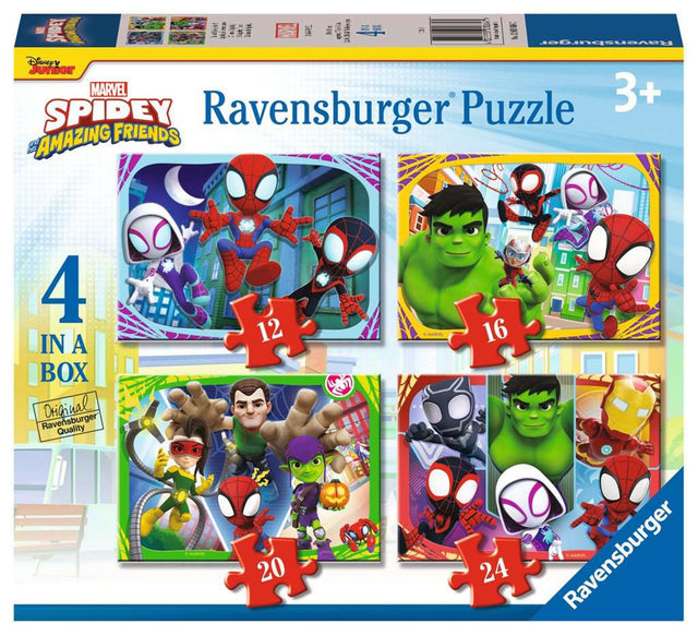 Ravensburger Spidey e i suoi fantastici amici puzzle 4in1box - 12+16+20+24 pezzi - puzzle per bambini
