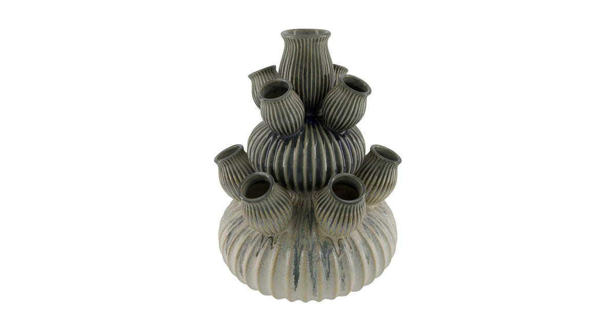 Vase ceramic 30x30x42cm white grey