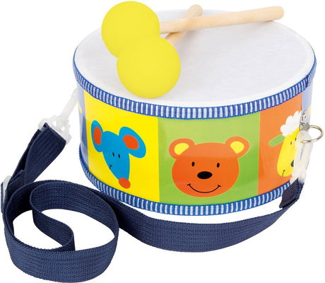 Small foot - animali con tamburo in legno con bastoncini, 3 parti.