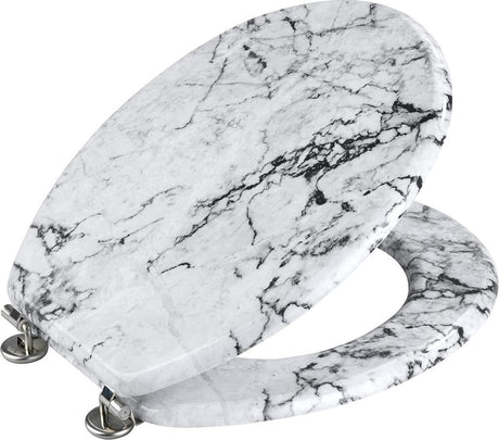 Sedile WC Wenko onice - decoro marmo - mdf certificato FSC - cerniere in acciaio inox - decoro sedile WC - sedile WC con stampa
