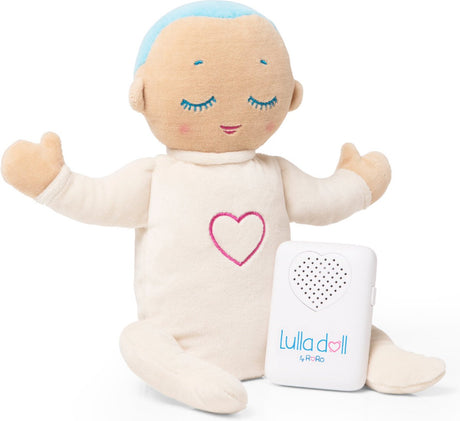 Bambola Lulla - bambola addormentata con respirazione naturale del battito cardiaco - peluche con battito cardiaco - aiuto per dormire - funziona fino a 12 ore - da 0 mesi - lavabile in lavatrice - azzurro