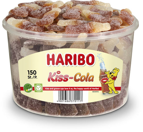 Haribo kiss cola - sapore di cola caramellata acida - silo da 150 pezzi