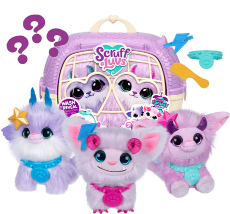 Moose Toys scruff a luvs – gemelli di peluche fantasy nel cestino per il trasporto – 2 peluche magici e misteriosi