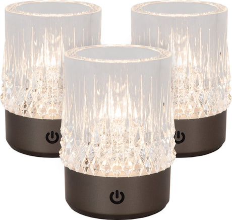 Lucide giglio - lampada da tavolo ricaricabile - batteria ricaricabile - ø 8 cm - LED 3 stepdim - 1x3w 2700k 3000k - cromo nero - set da 3
