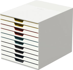 Cassettiera resistente varicolor® mix 10 - bianco multicolore - 10 cassetti - a4