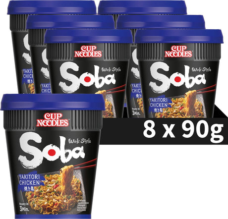 Tagliatelle Nissin soba cup - tagliatelle stile yakitori wok - tagliatelle istantanee - 8 pezzi