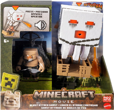 Minecraft Movie Blast Attack Ghast – Action Figure da 25 cm con luce, suono e proiettile di fuoco