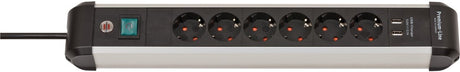Presa multipla Brennerstuhl premium-alu-line con USB 6 vie 3m h05vv-f 3g1.5