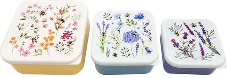 Puckator portapranzo snack vasetti - set da 3 - m l xl - prati di nettare - api di fiori selvatici - 6x13,5x13,5 cm (xl)