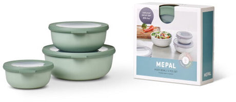 Mepal - set di contenitori per alimenti multiciotola cirqula - 350 + 750 + 1250 ml - rotondo - salvia nordica