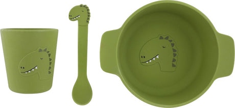Set da mangiare per neonati in silicone Trixie Mr. Dino - regalo perfetto per la maternità - regalo per baby shower - set con cucchiaio, tazza e ciotola.