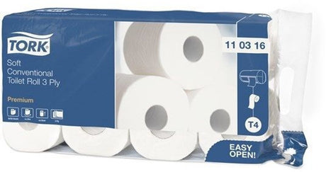 Tork 8 pezzi di carta igienica (110316.1) tradizionale bianca a 3 veli confezione premium da 8 rotoli 250 fogli (7310791114828)