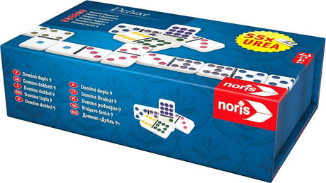 Domino Noris deluxe doppio 9 bianco - gioco classico per 2-6 giocatori - 55 pezzi