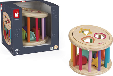 Janod - i wood - quiz sulle forme - selezionatore di forme in legno con 6 blocchi