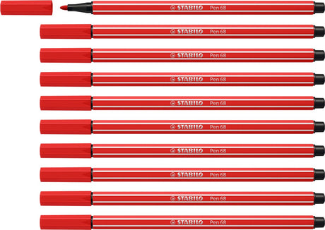 Stabilo pen 68 - pennarello premium - rosso carminio - scatola da 10 pezzi