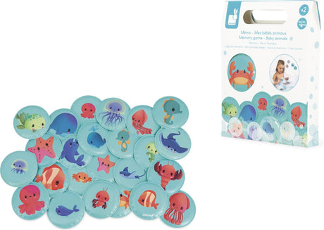 Janod - giocattoli da bagno - gioco di memoria cuccioli di animali