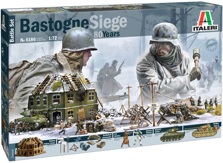 Italeri model kit diorama - 6186 bastogne assedio 80 anni - diorama - set da battaglia in plastica - 1:72 - modellismo